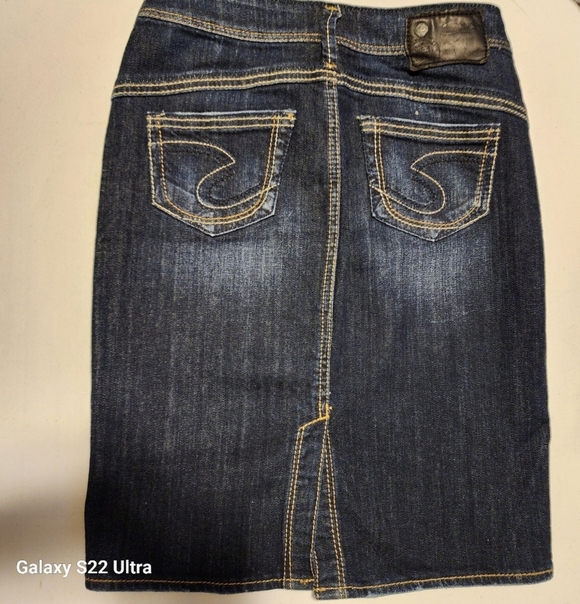 Silver Jeans Blue and Gold Pencil Skirt for Work - Picture 2 of 4